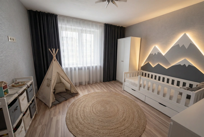 Дизайн интерьера в стиле Классика — Детская от нейросети RoomGPT