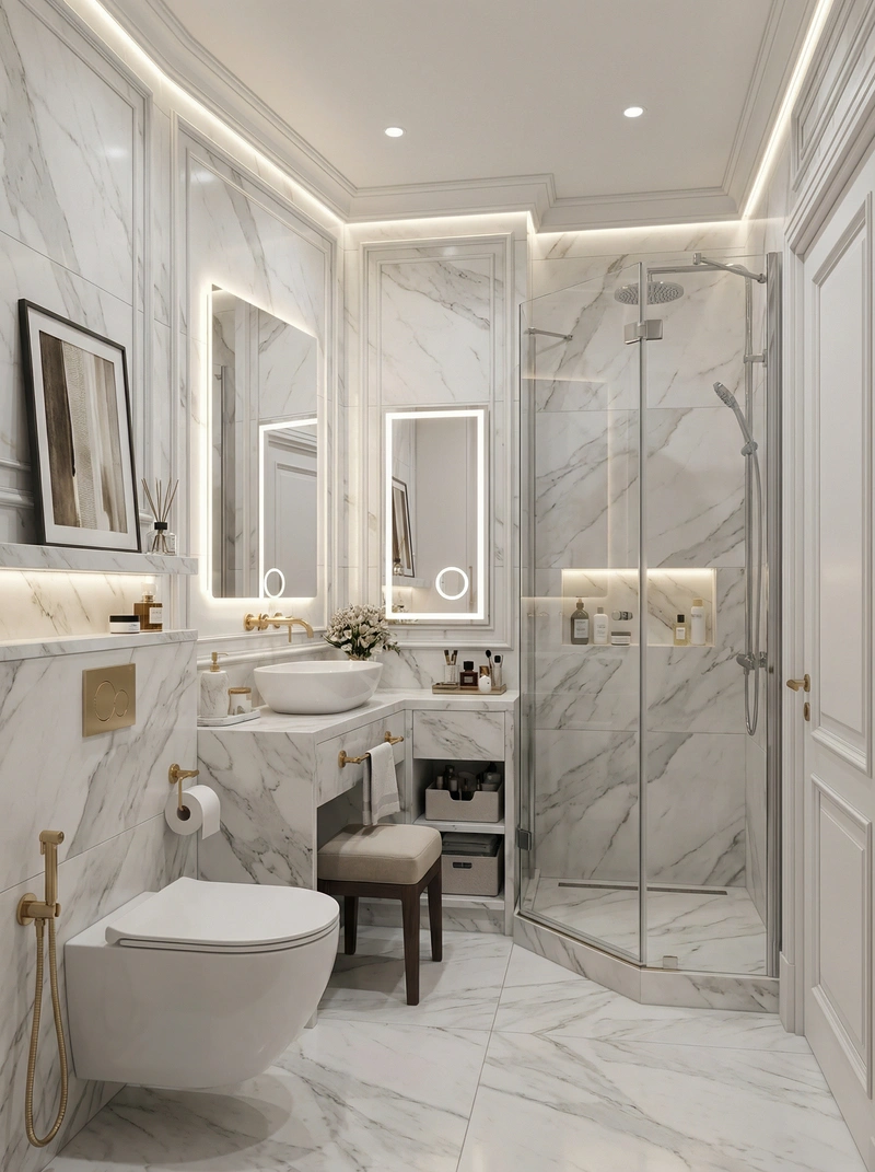 Дизайн интерьера в стиле Классика — Ванная от нейросети RoomGPT