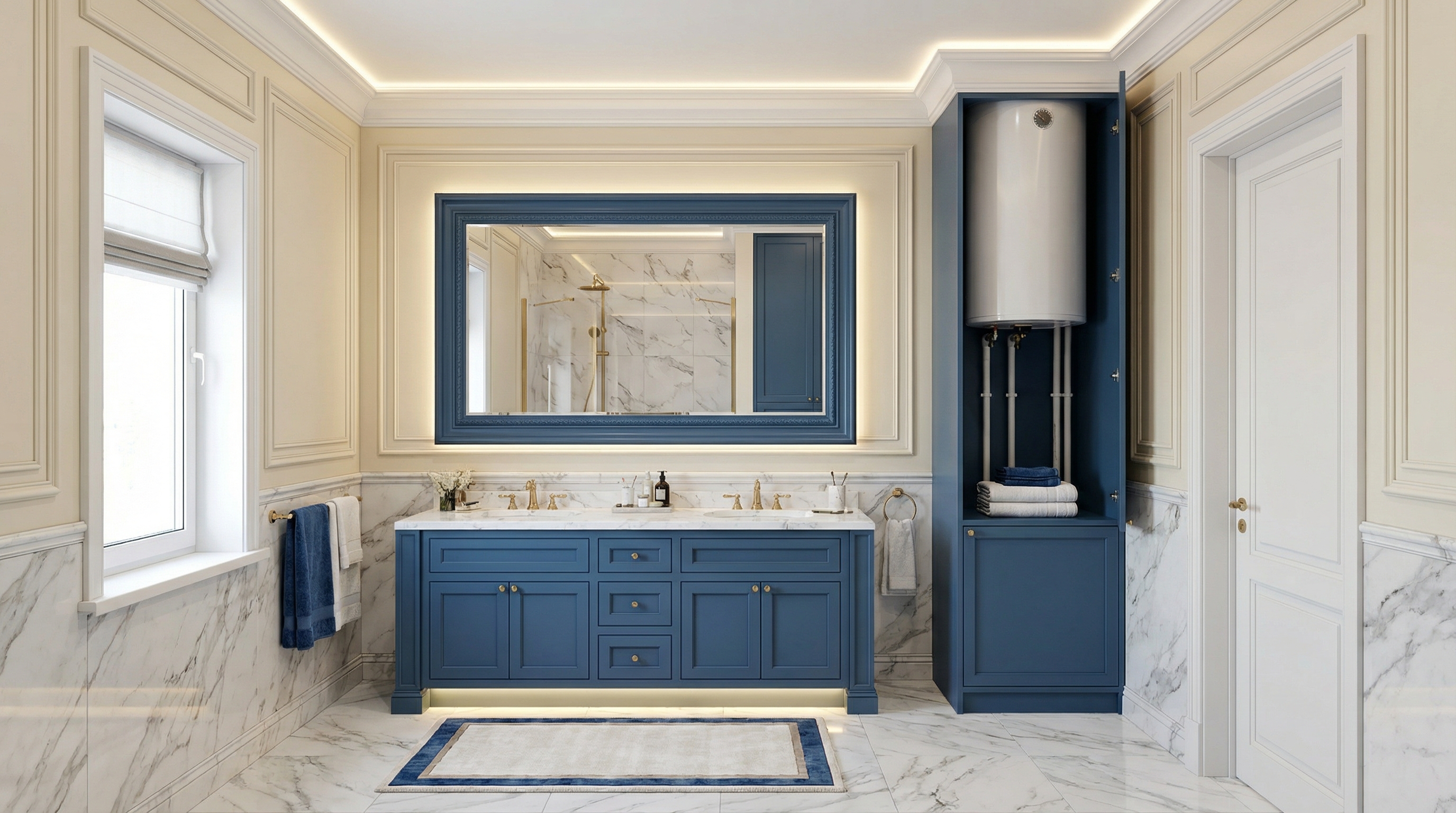 Дизайн ванной в стиле Классика — фото интерьера от нейросети RoomGPT