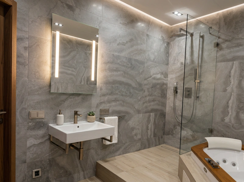 Дизайн интерьера в стиле Контемпорари — Ванная от нейросети RoomGPT