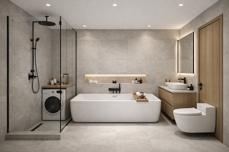 Дизайн ванной в стиле Минимализм — фото интерьера от нейросети RoomGPT