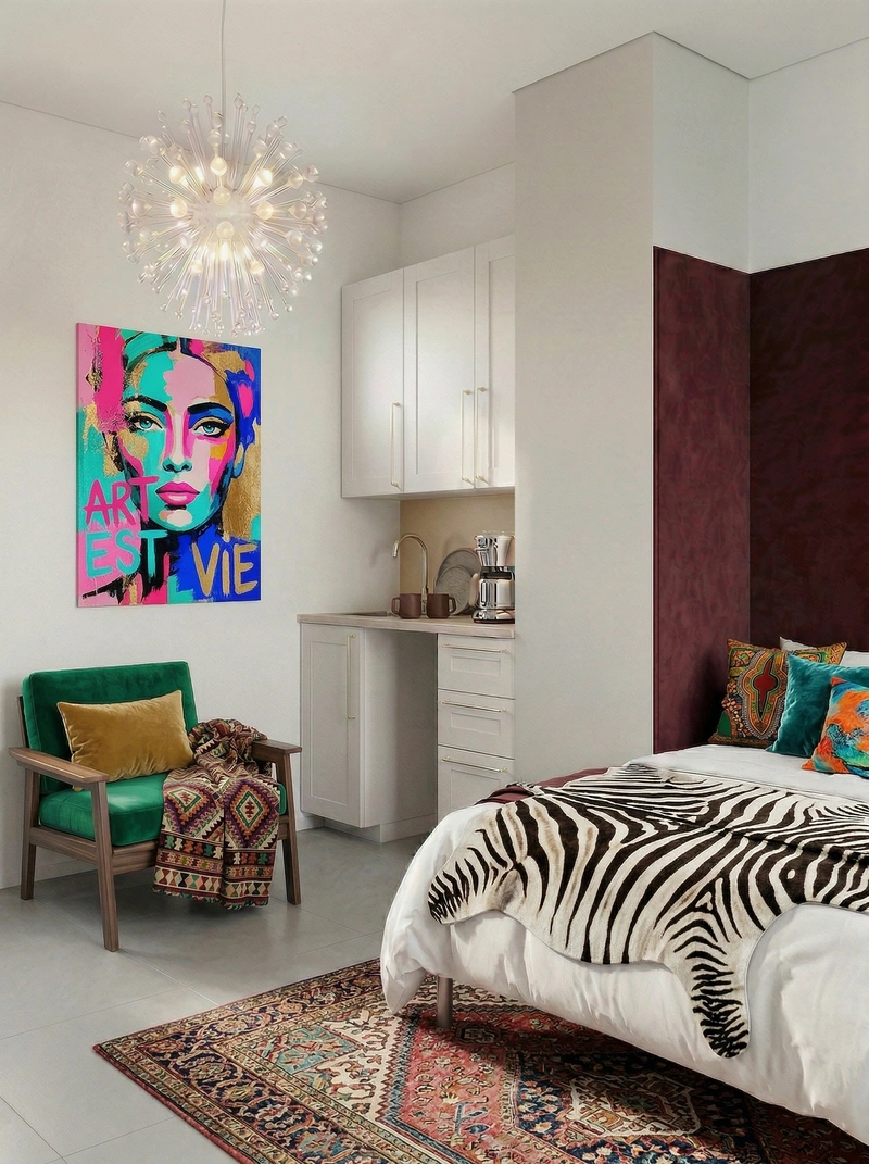 Дизайн интерьера в стиле Эклектика — Гостиная от нейросети RoomGPT