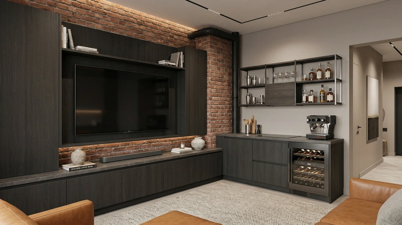 Дизайн гостиной в стиле Лофт — фото интерьера от нейросети RoomGPT