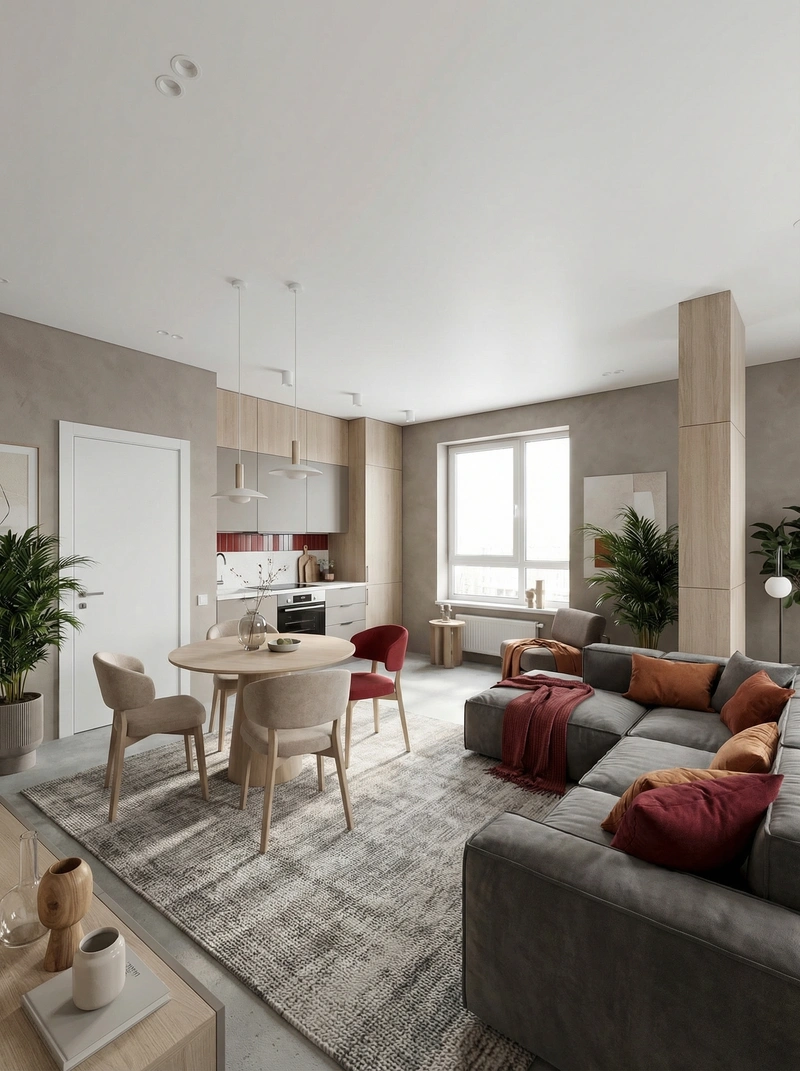 Дизайн интерьера в стиле Сканди — Кухня от нейросети RoomGPT