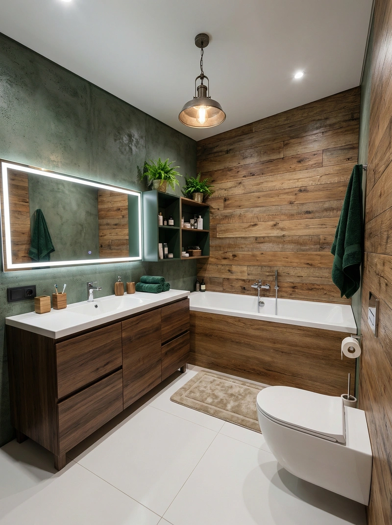 Дизайн ванной в стиле Лофт — фото интерьера от нейросети RoomGPT