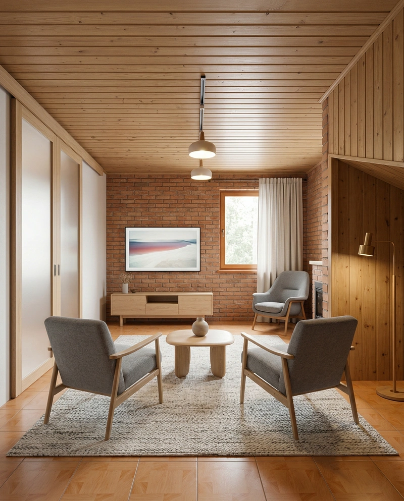 Дизайн гостиной в стиле Сканди — фото интерьера от нейросети RoomGPT