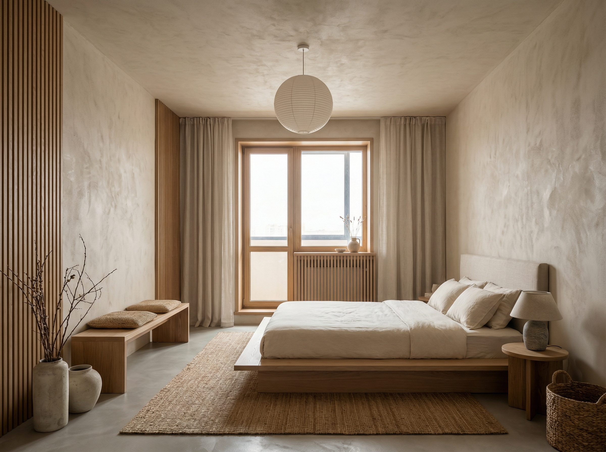 Дизайн спальни в стиле Japandi — фото интерьера от нейросети RoomGPT