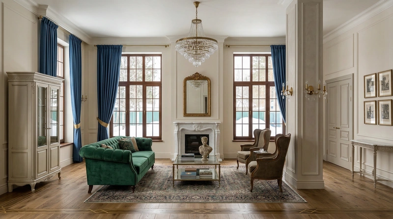 Дизайн интерьера в стиле Классика — Гостиная от нейросети RoomGPT