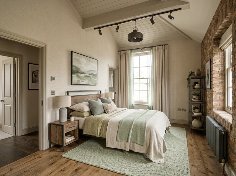 Дизайн спальни в стиле Лофт — фото интерьера от нейросети RoomGPT
