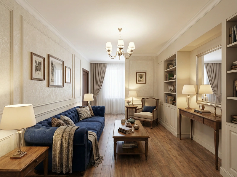 Дизайн интерьера в стиле Классика — Гостиная от нейросети RoomGPT