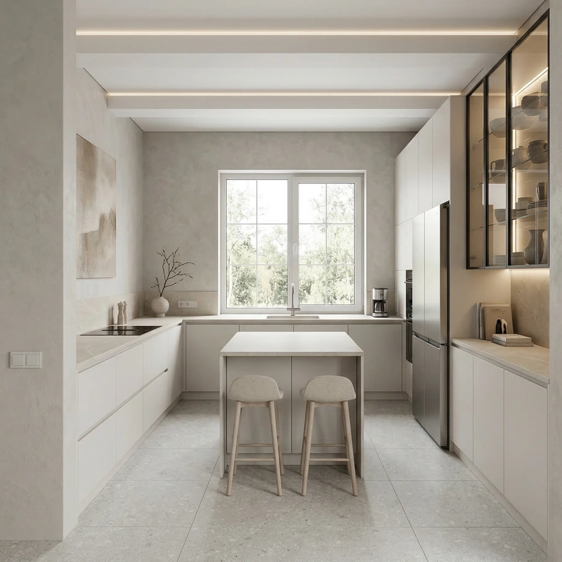 Дизайн интерьера в стиле Минимализм — Кухня от нейросети RoomGPT