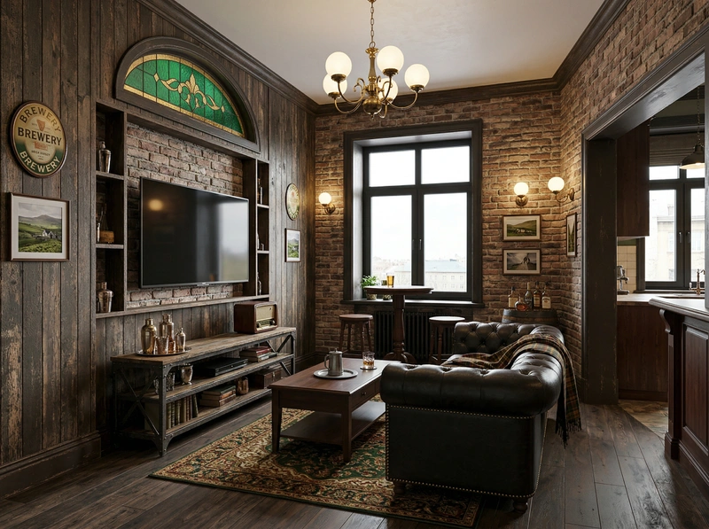 Дизайн гостиной в стиле Лофт — фото интерьера от нейросети RoomGPT