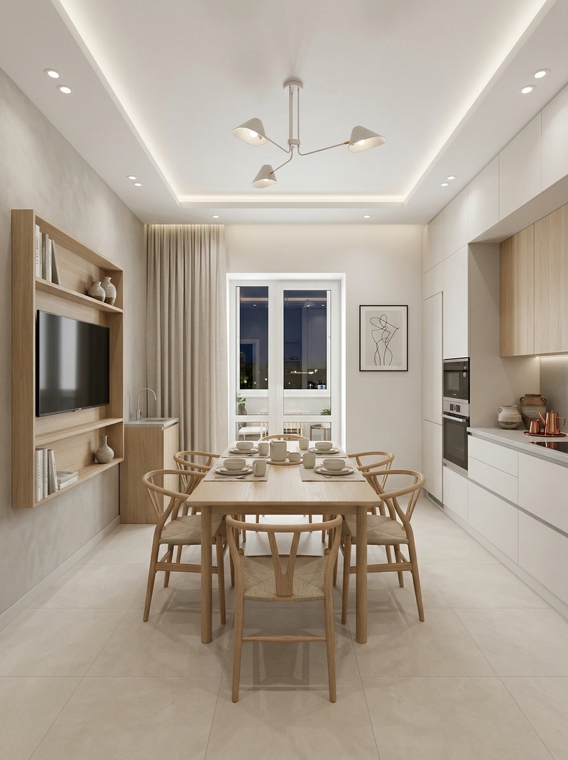 Дизайн интерьера в стиле Сканди — Кухня от нейросети RoomGPT