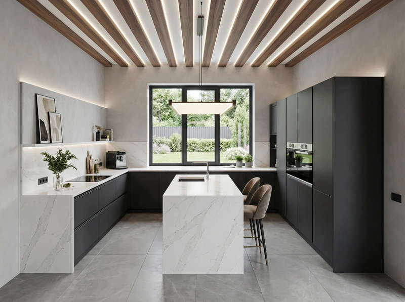 Дизайн интерьера в стиле Контемпорари — Кухня от нейросети RoomGPT