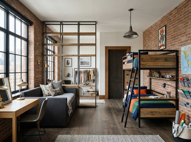 Дизайн детской в стиле Лофт — фото интерьера от нейросети RoomGPT