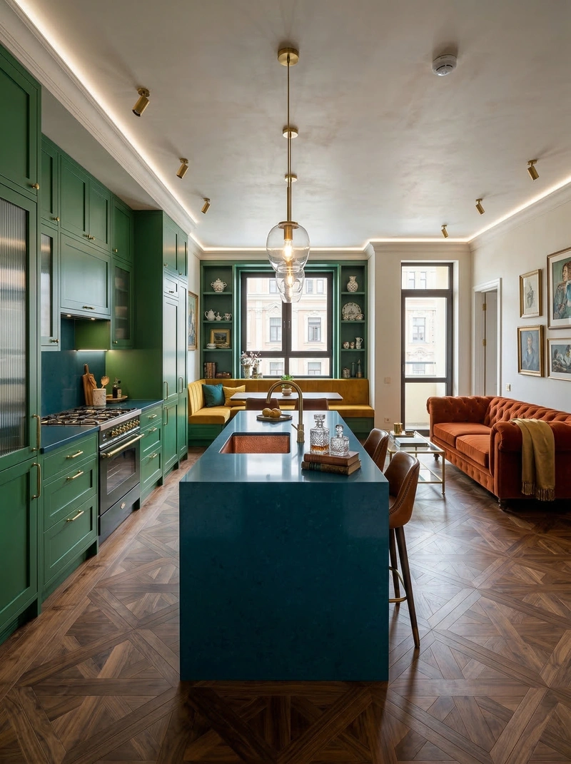 Дизайн кухни в стиле Британский — фото интерьера от нейросети RoomGPT