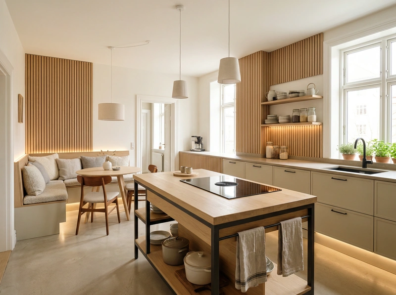 Дизайн интерьера в стиле Хюгге — Кухня от нейросети RoomGPT
