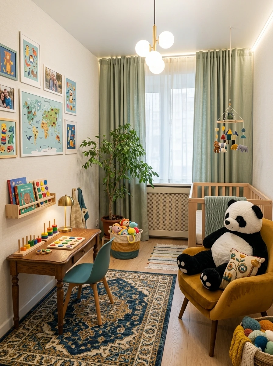 Дизайн детской в стиле Эклектика — фото интерьера от нейросети RoomGPT