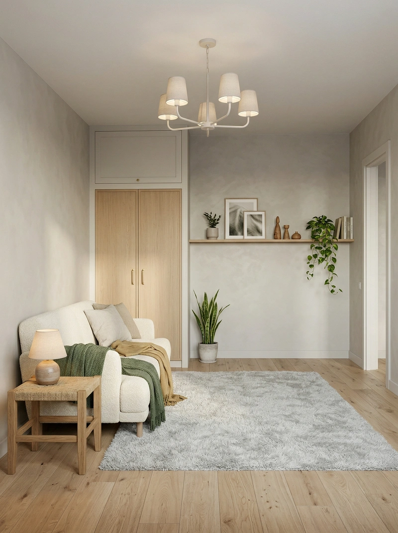 Дизайн спальни в стиле Хюгге — фото интерьера от нейросети RoomGPT