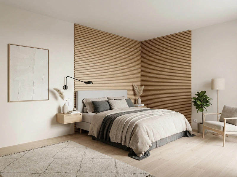 Дизайн спальни в стиле Сканди — фото интерьера от нейросети RoomGPT