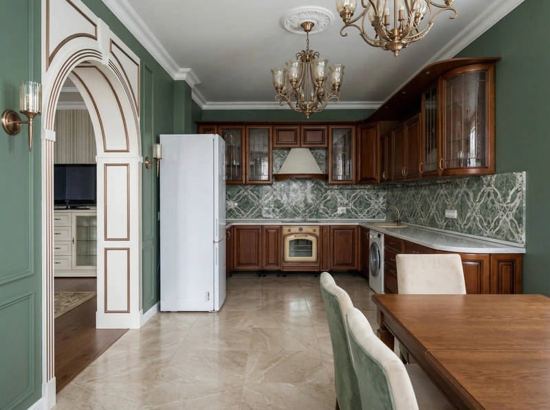 Дизайн кухни в стиле Британский — фото интерьера от нейросети RoomGPT