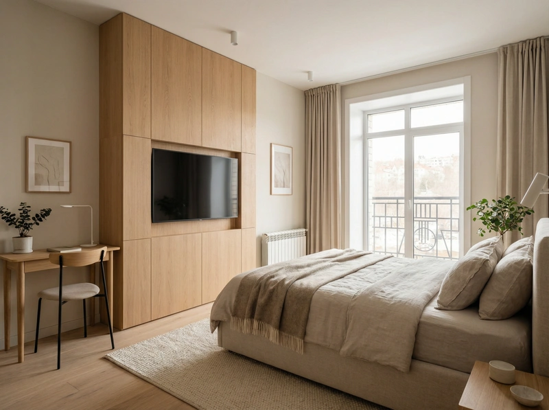 Дизайн интерьера в стиле Сканди — Спальня от нейросети RoomGPT