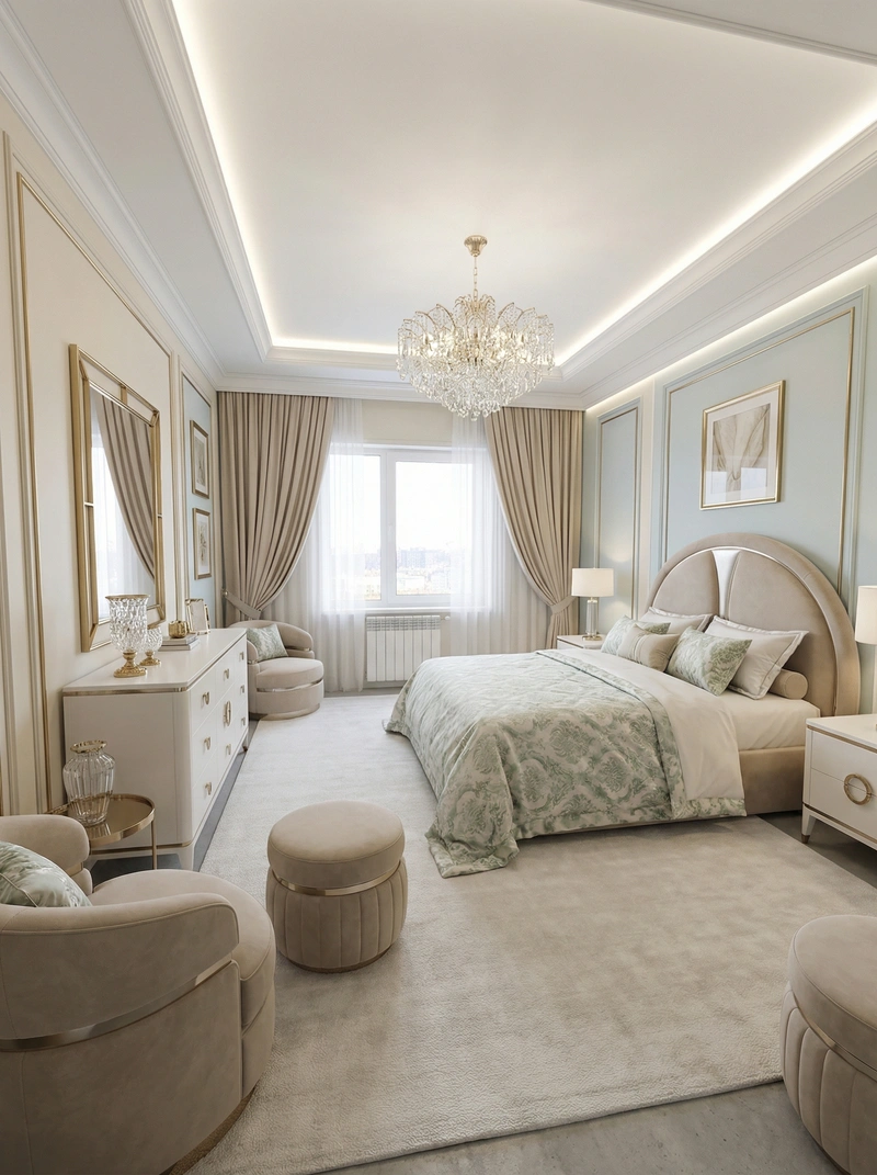 Дизайн интерьера в стиле Неоклассика — Спальня от нейросети RoomGPT