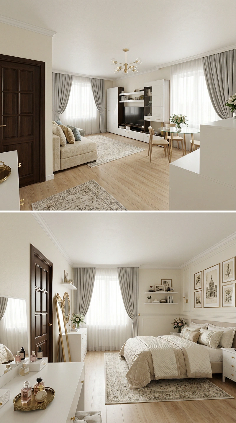 Дизайн интерьера в стиле Классика — Гостиная от нейросети RoomGPT