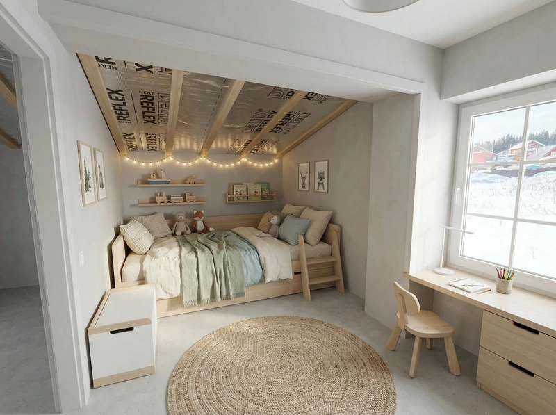 Дизайн детской в стиле Сканди — фото интерьера от нейросети RoomGPT