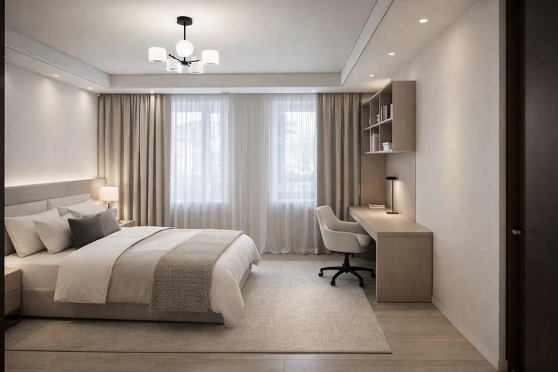 Дизайн спальни в стиле Минимализм — фото интерьера от нейросети RoomGPT