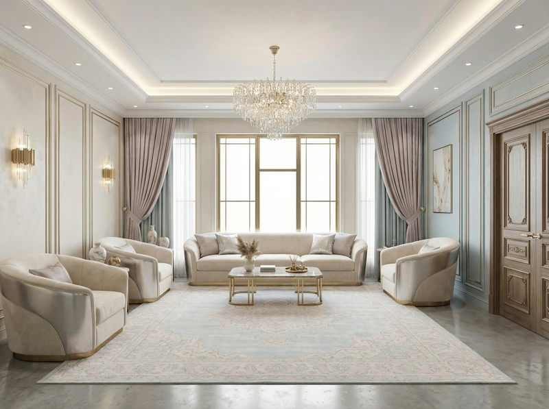 Дизайн интерьера в стиле Неоклассика — Гостиная от нейросети RoomGPT