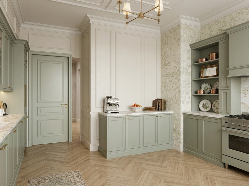 Дизайн кухни в стиле Классика — фото интерьера от нейросети RoomGPT