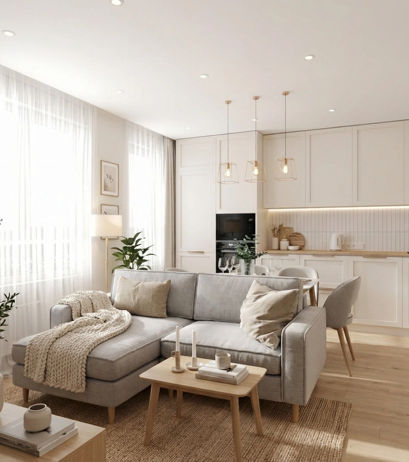 Дизайн интерьера в стиле Хюгге — Гостиная от нейросети RoomGPT