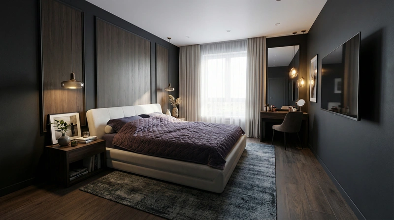 Дизайн спальни в стиле Без стиля — фото интерьера от нейросети RoomGPT