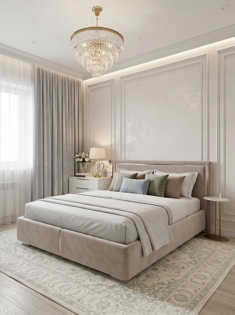 Дизайн интерьера в стиле Неоклассика — Спальня от нейросети RoomGPT