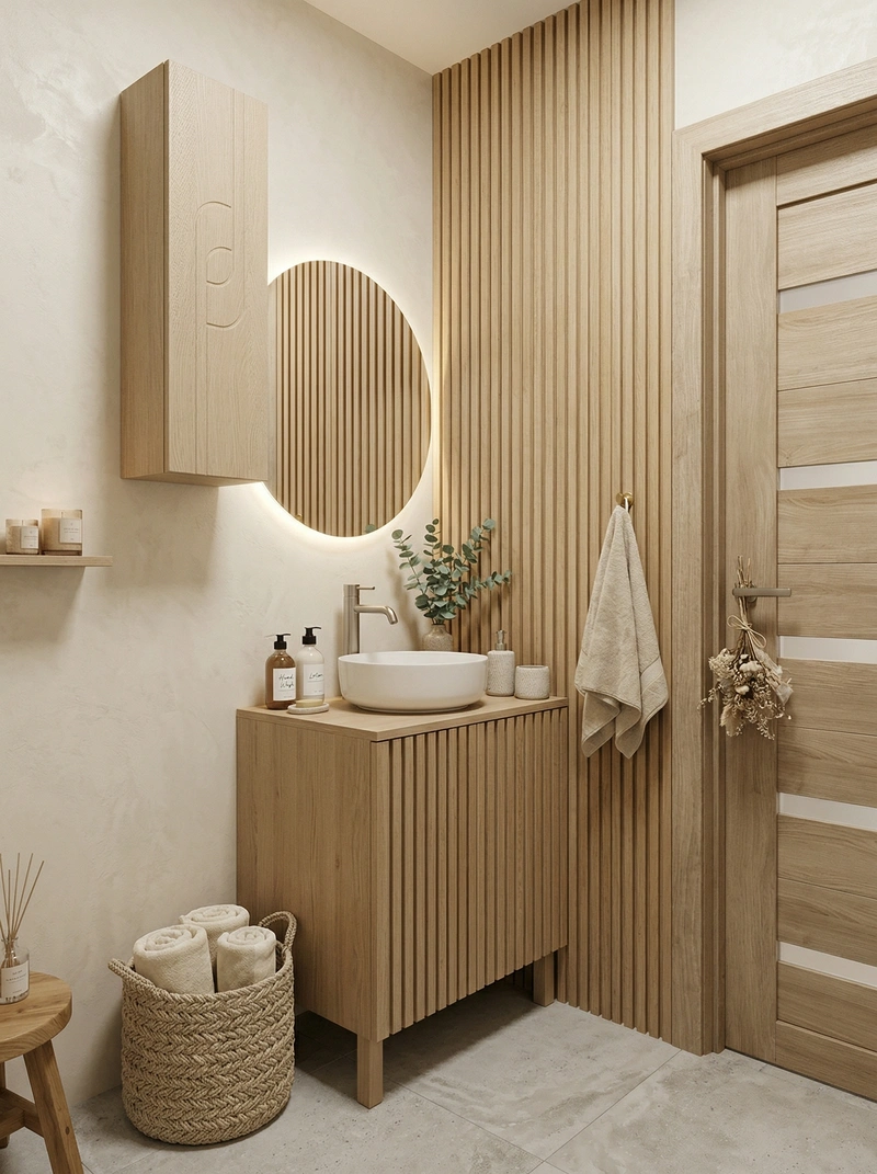 Дизайн ванной в стиле Хюгге — фото интерьера от нейросети RoomGPT