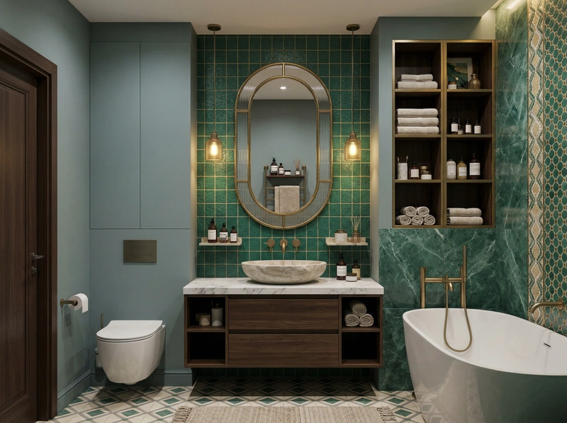 Дизайн ванной в стиле Эклектика — фото интерьера от нейросети RoomGPT