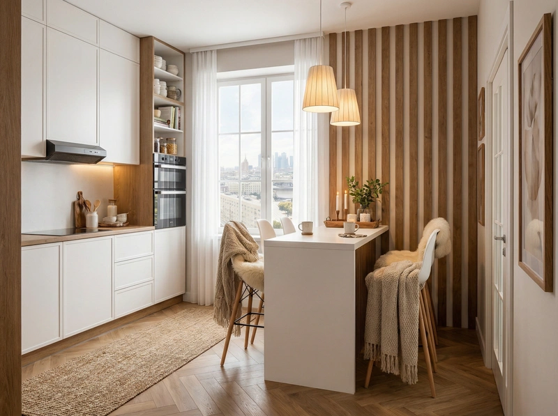 Дизайн интерьера в стиле Хюгге — Кухня от нейросети RoomGPT