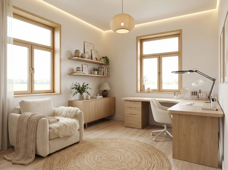 Дизайн интерьера в стиле Хюгге — Кабинет от нейросети RoomGPT