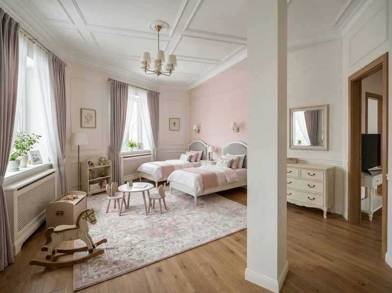 Дизайн детской в стиле Классика — фото интерьера от нейросети RoomGPT