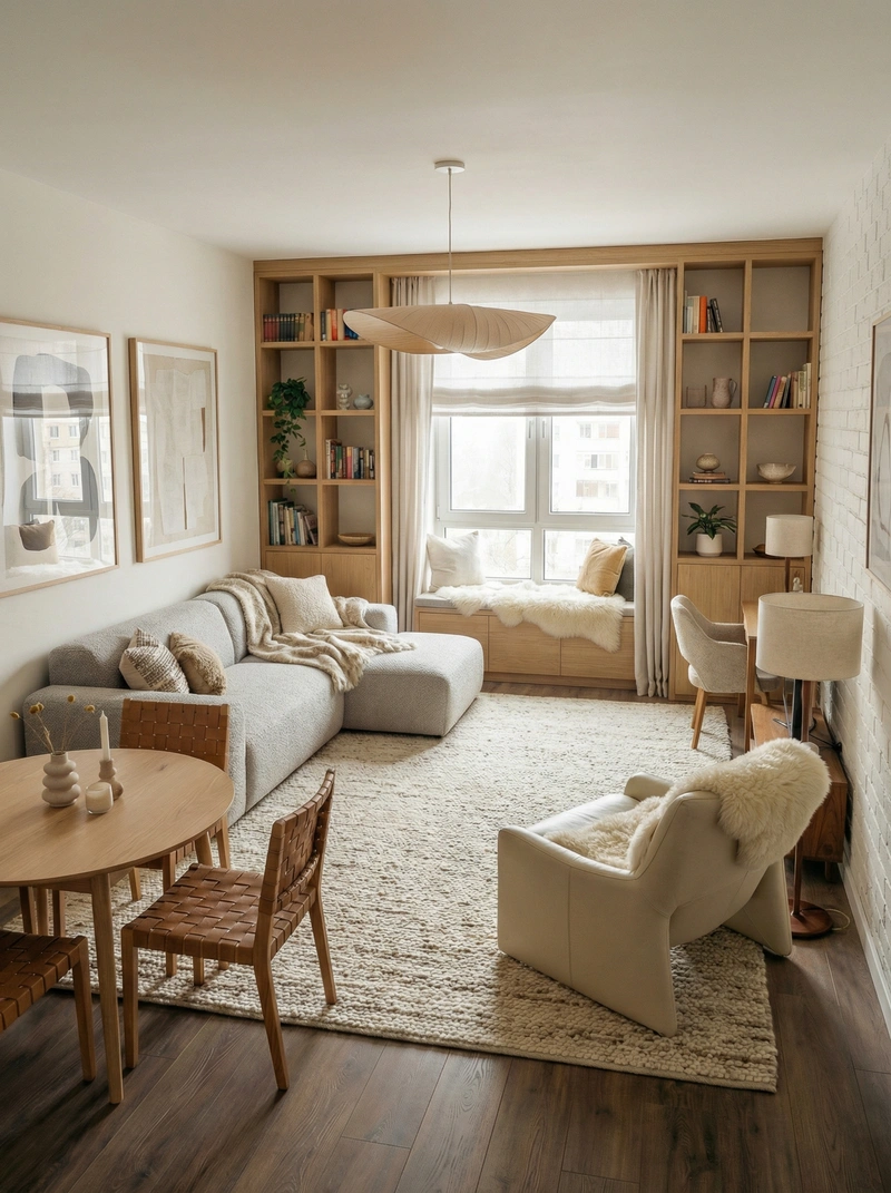 Дизайн интерьера в стиле Сканди — Гостиная от нейросети RoomGPT