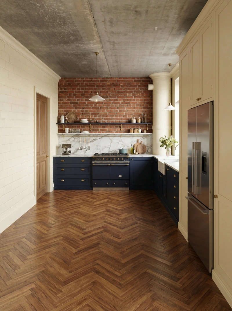 Дизайн кухни в стиле Британский — фото интерьера от нейросети RoomGPT