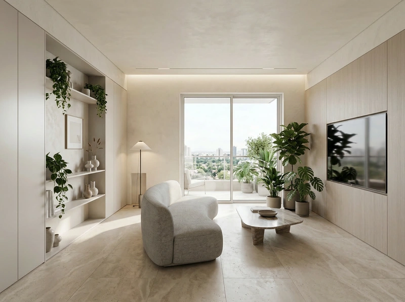 Дизайн интерьера в стиле Минимализм — Гостиная от нейросети RoomGPT