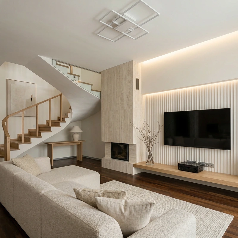 Дизайн интерьера в стиле Минимализм — Гостиная от нейросети RoomGPT