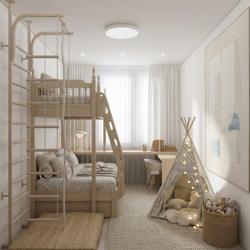 Дизайн детской в стиле Хюгге — фото интерьера от нейросети RoomGPT