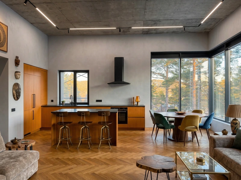 Дизайн гостиной в стиле Эклектика — фото интерьера от нейросети RoomGPT