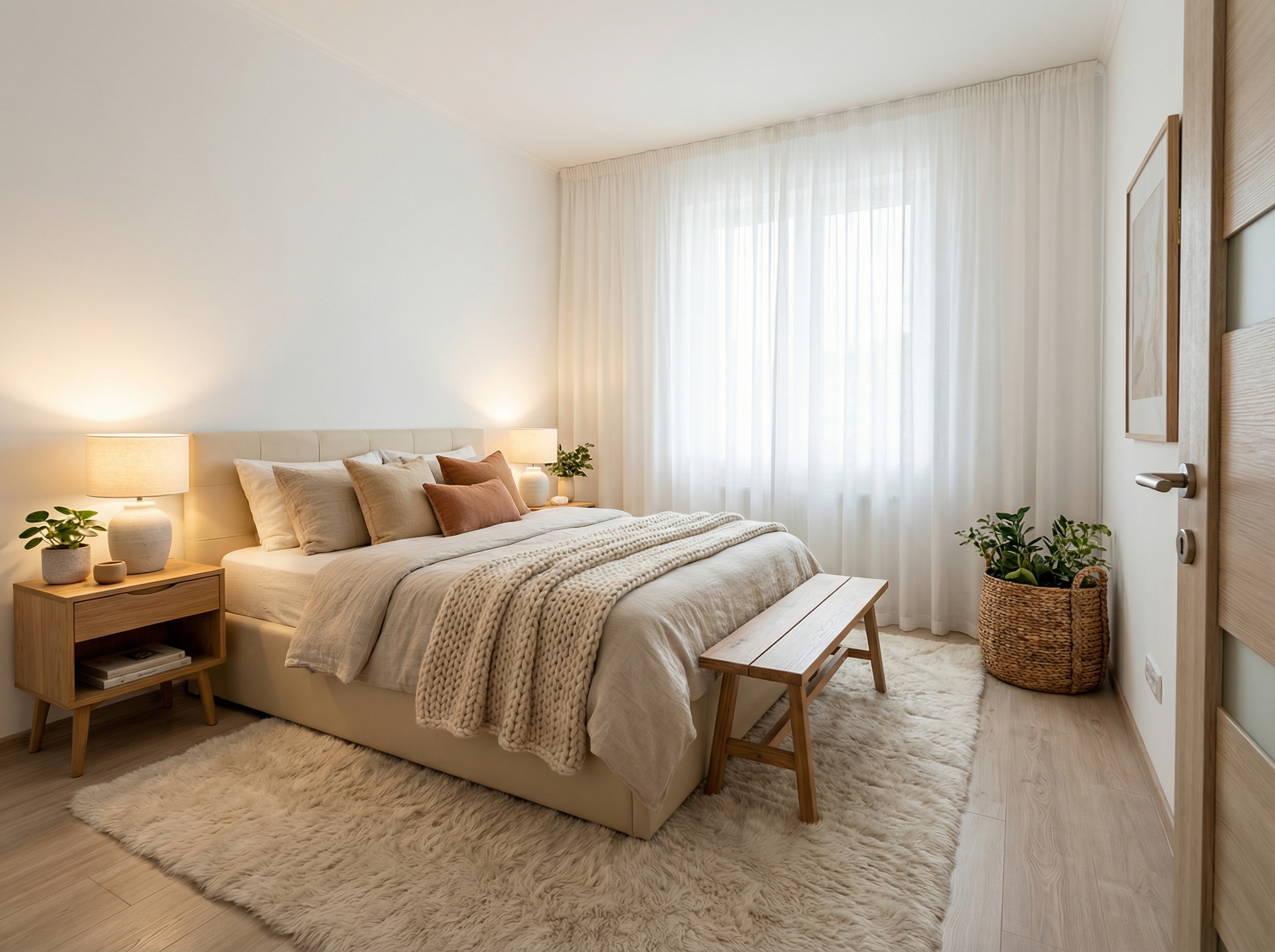 Дизайн спальни в стиле Хюгге — фото интерьера от нейросети RoomGPT