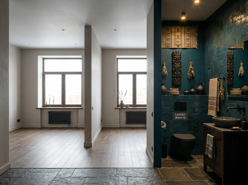 Дизайн ванной в стиле Без стиля — фото интерьера от нейросети RoomGPT