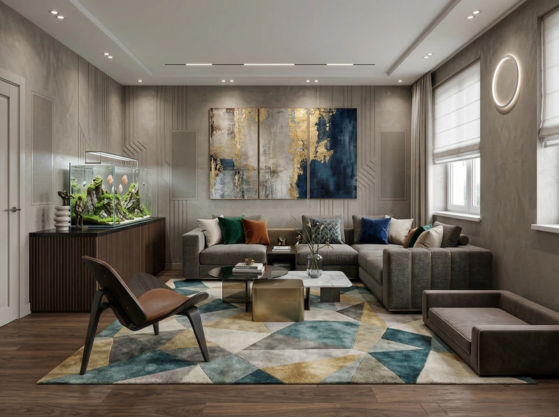 Дизайн гостиной в стиле Контемпорари — фото интерьера от нейросети RoomGPT