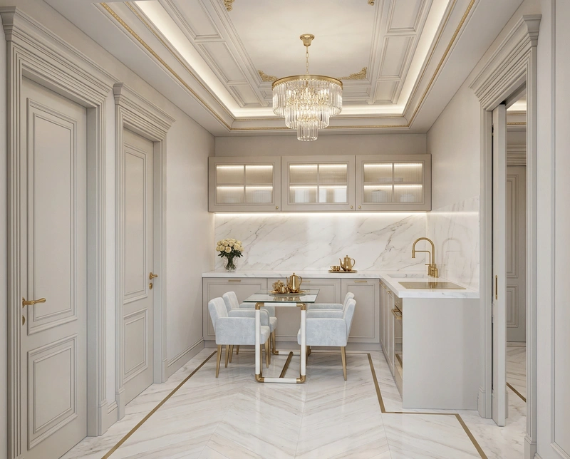 Дизайн интерьера в стиле Неоклассика — Кухня от нейросети RoomGPT